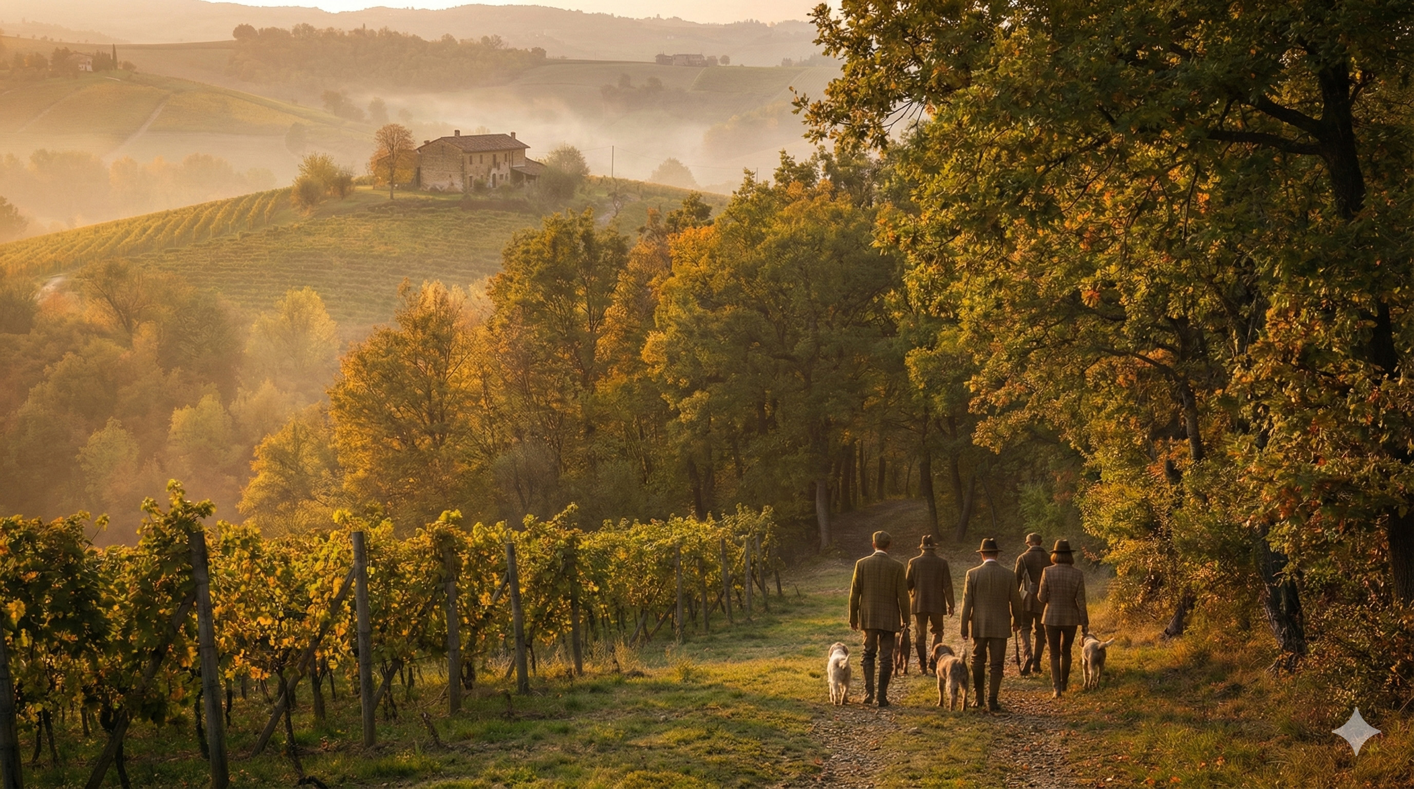 Cerca tartufi nelle colline piemontesi